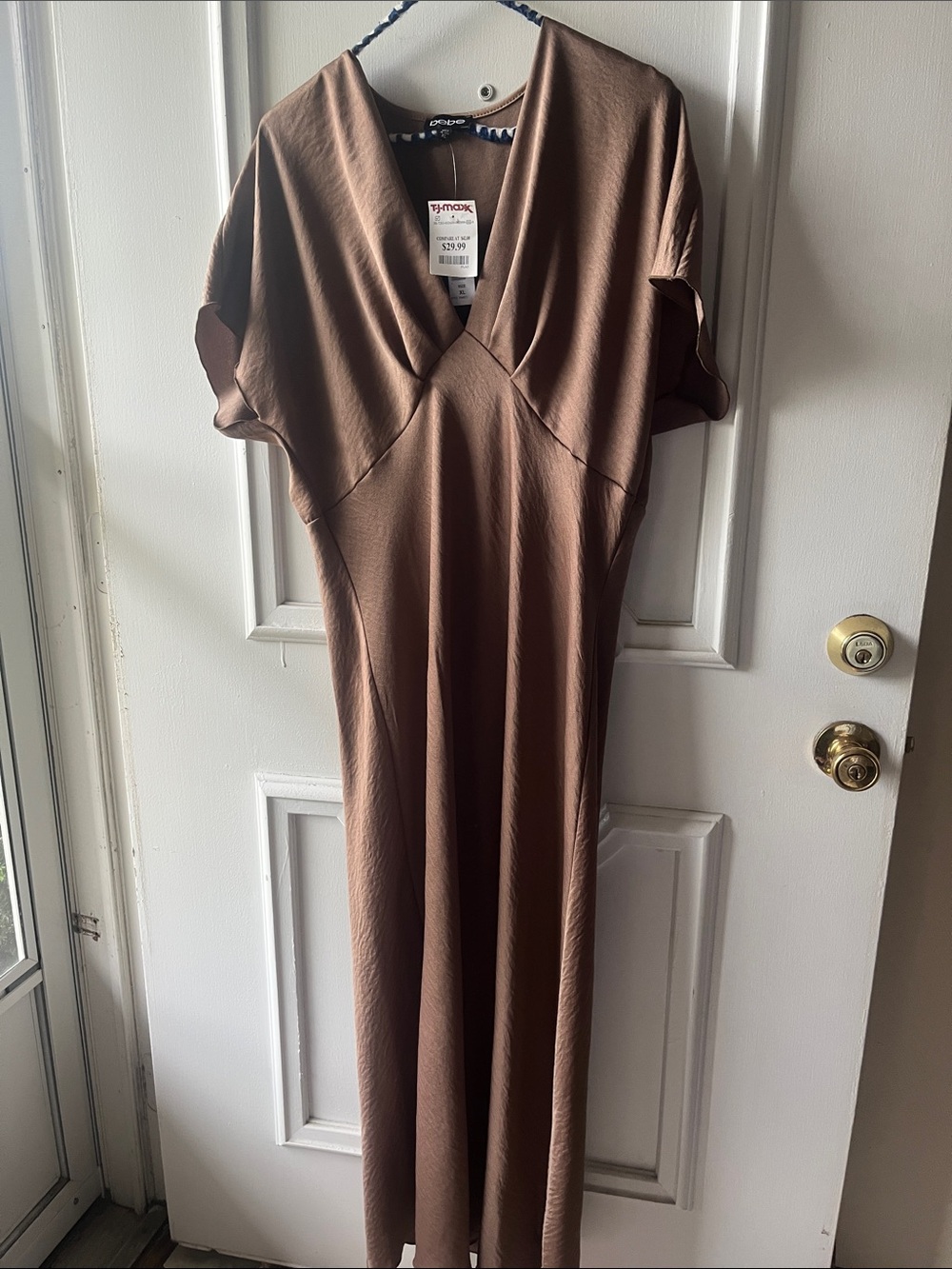 bebe Brown V-Neck Maxi Dress